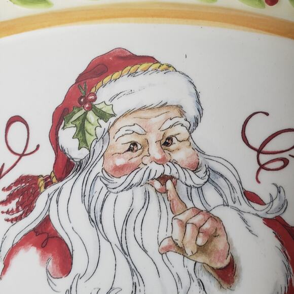 FITZ and FLOYD Vintage Santa pattern sentiment candy serving tray - Picture 4 of 8